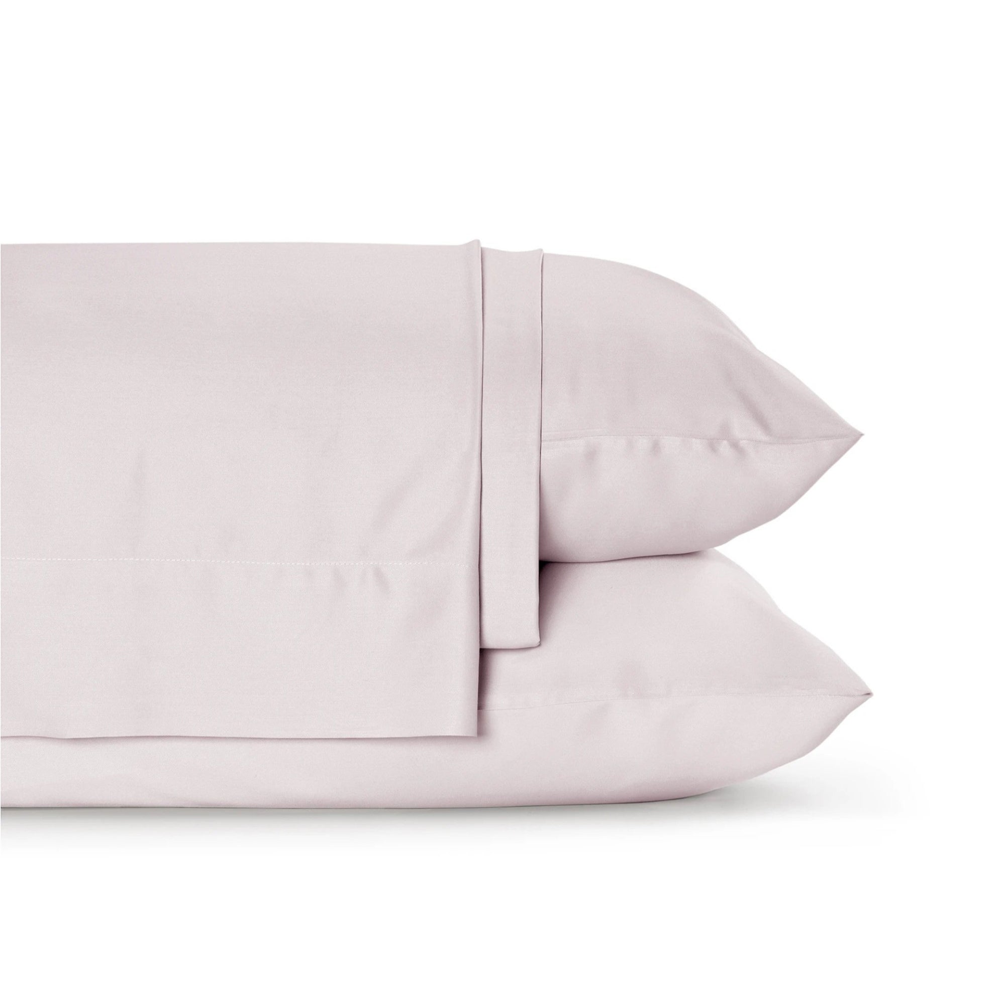 Blush Pink Bamboo Viscose Sheets Set with two matching pillowcases, styled on a white background.