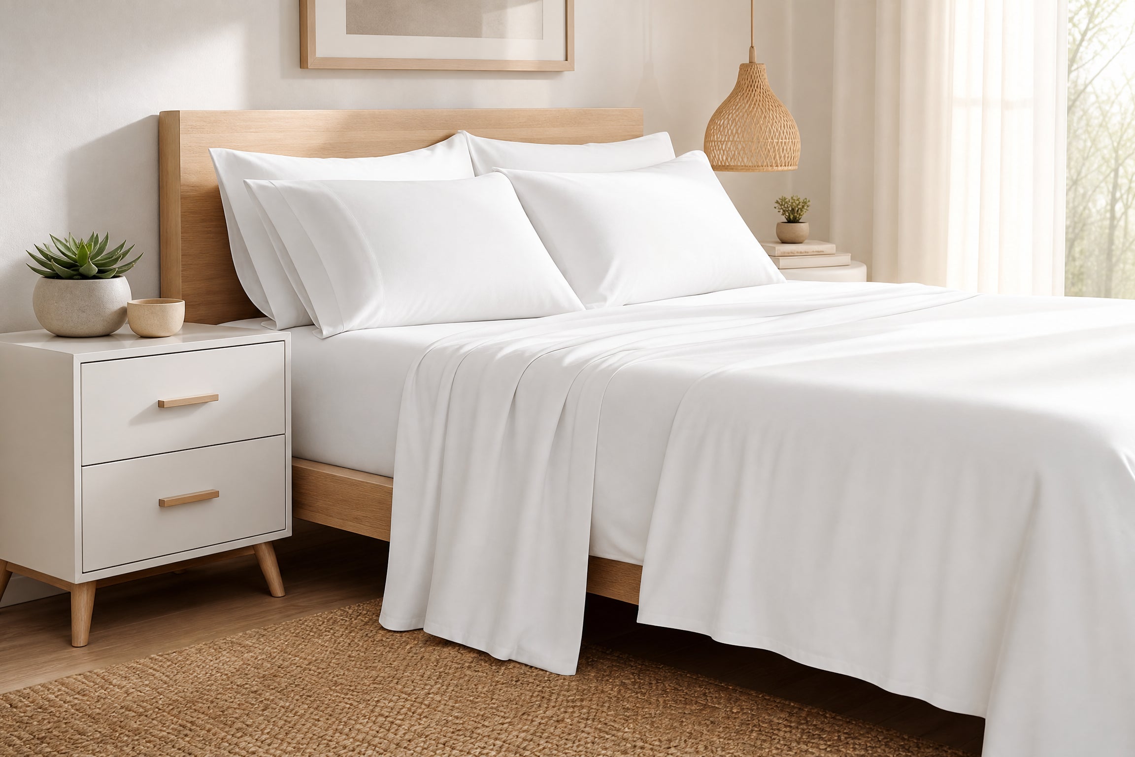 Eco-friendly bamboo viscose bedding in white - Pure Fiber sustainable bedding