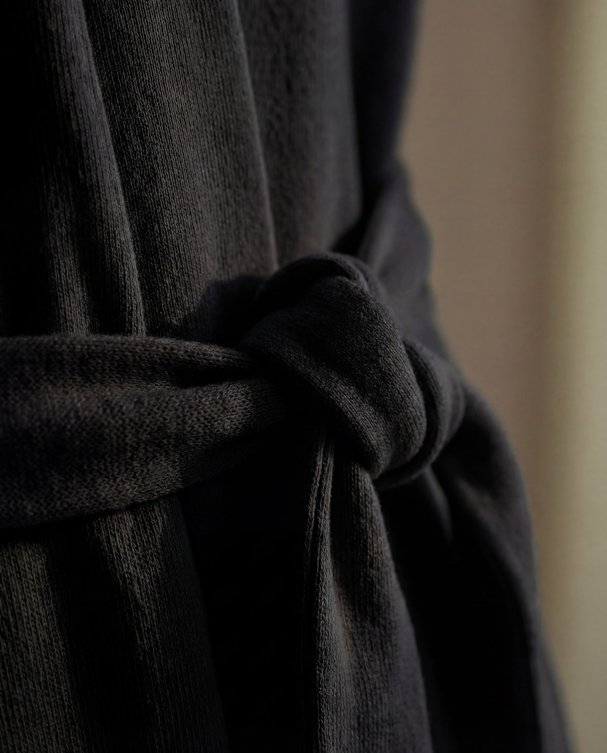 Organic Cotton Knitted Kimono Robe in Black #Color_Black