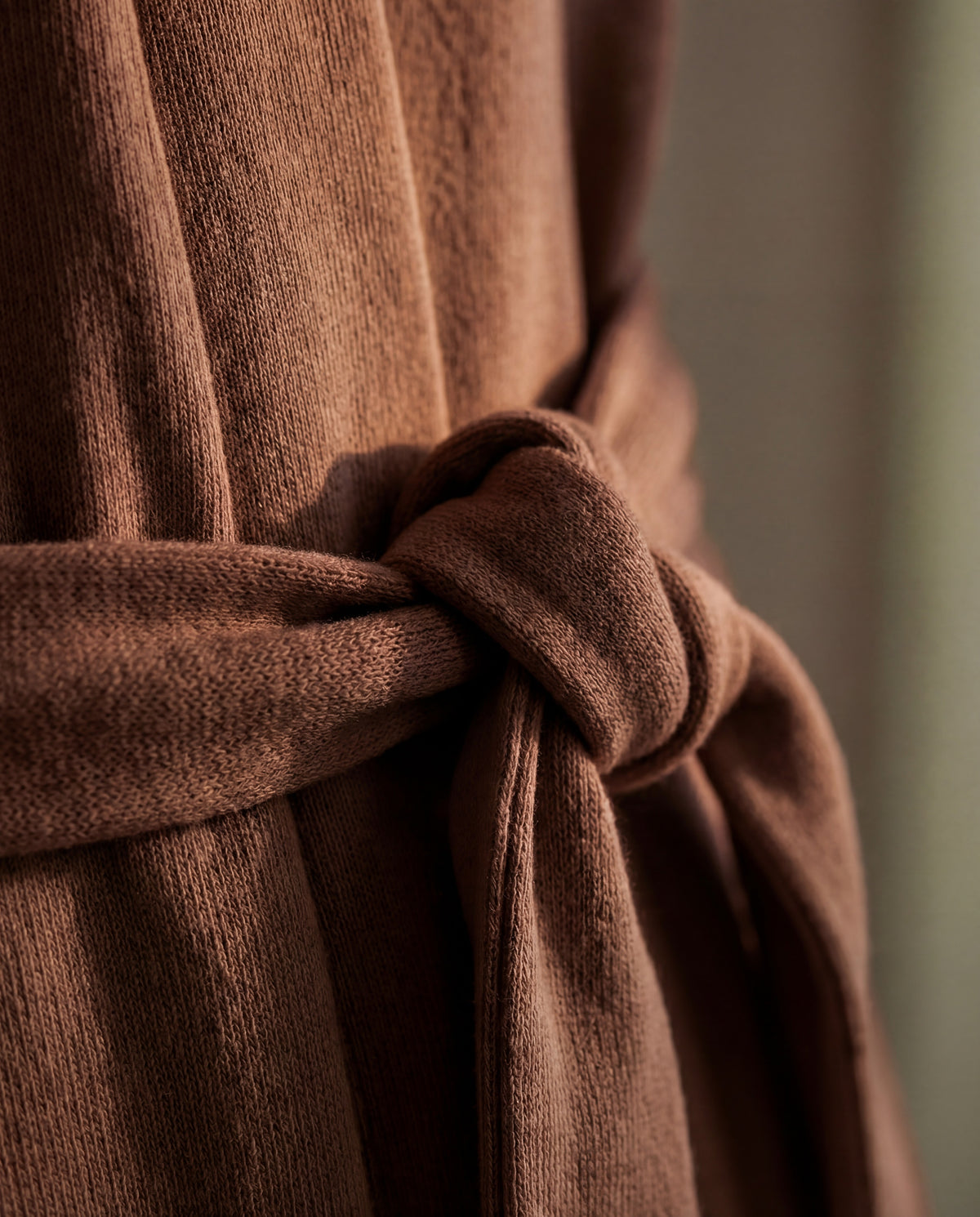 Organic Cotton Knitted Kimono Robe in Chocolate #Color_Chocolate