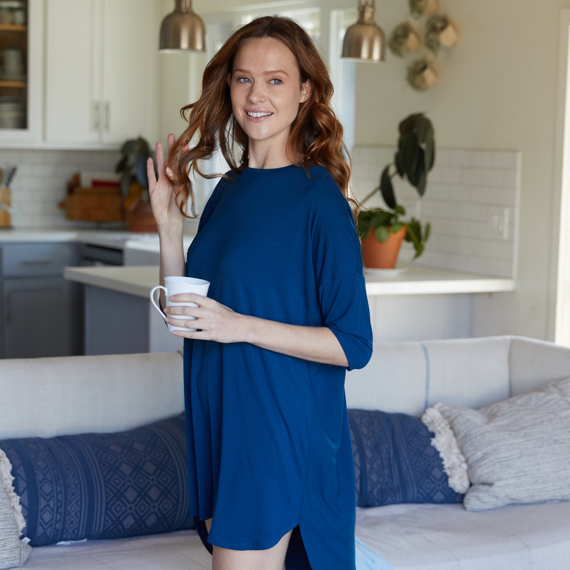 3/4 Sleeve Bamboo Viscose Nightshirt
