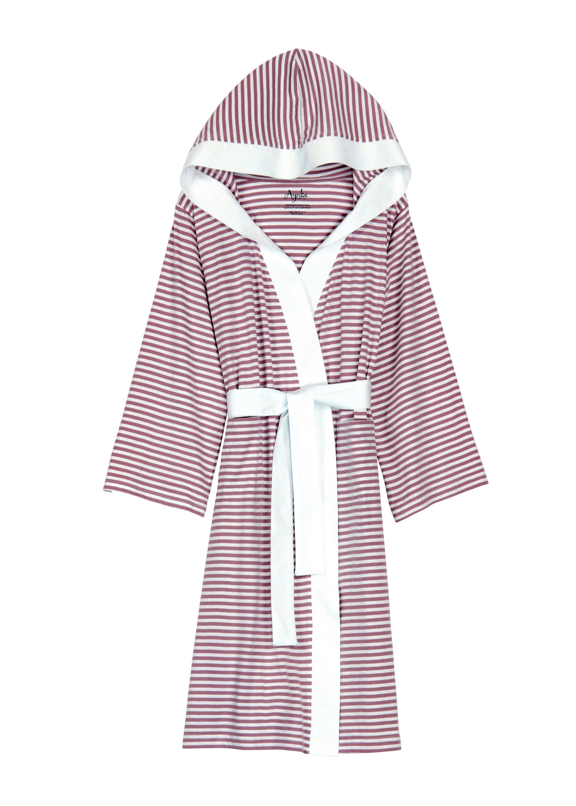 Seaside Serenity Stripe Organic Hooded Short Robe