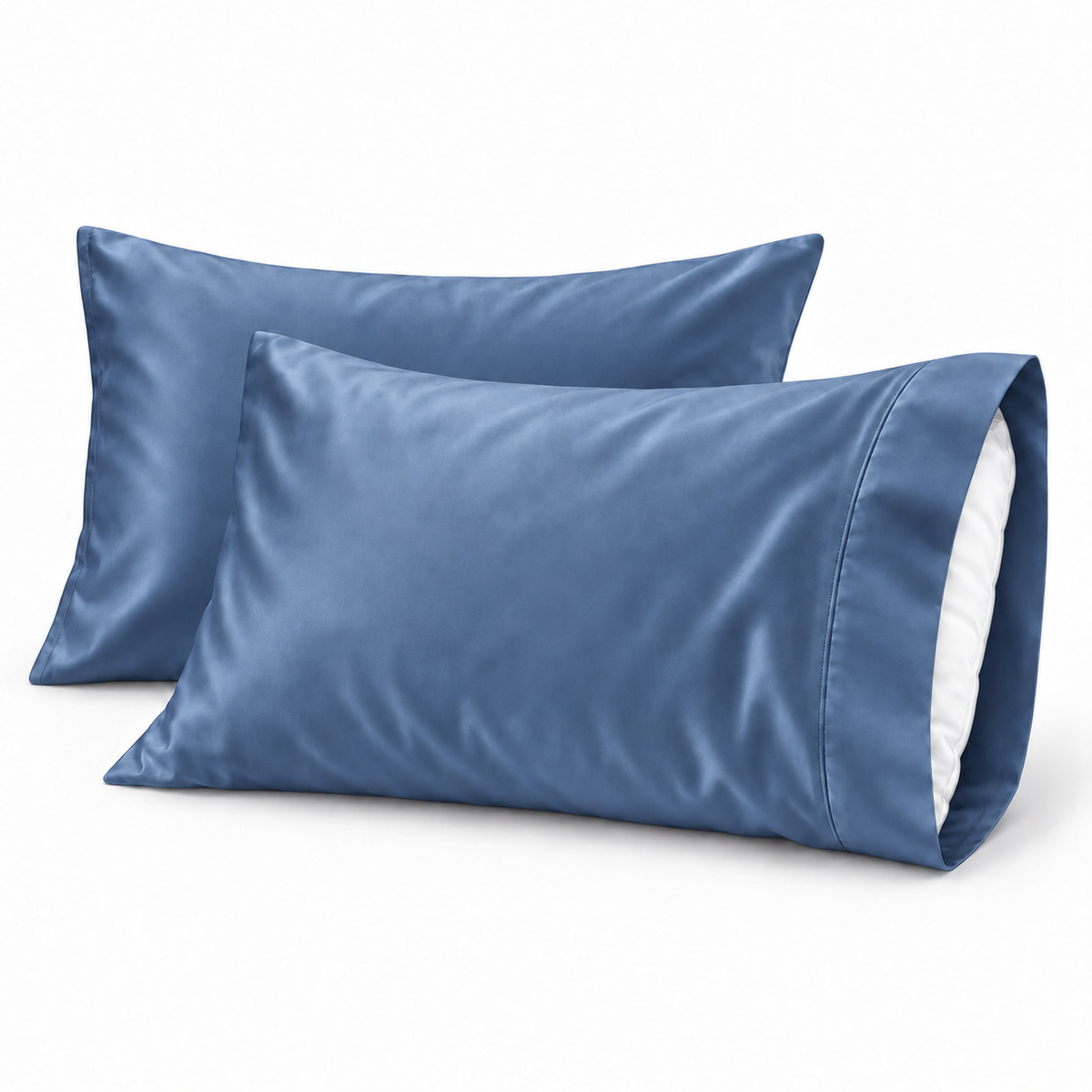 Denim Blue bamboo viscose pillowcase set of 2 #Color_Denim Blue
