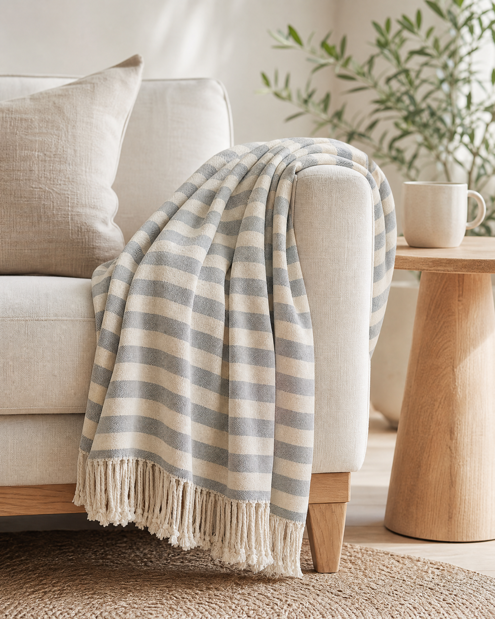 Striped Bamboo Viscose Throw