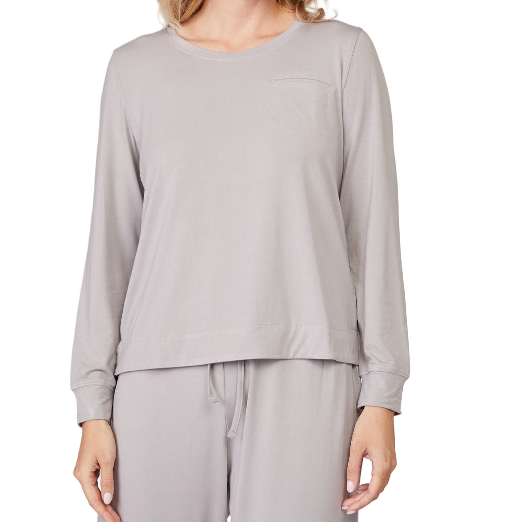 Pleated Back Bamboo Viscose Long Sleeve Top