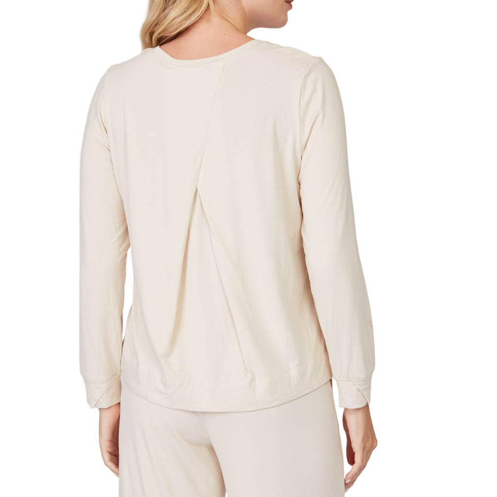 Pleated Back Bamboo Viscose Long Sleeve Top