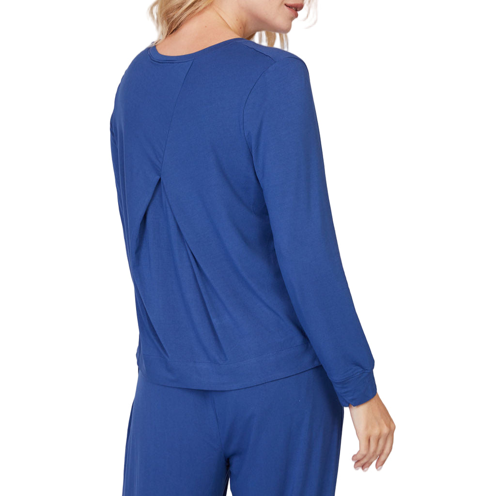 Pleated Back Bamboo Viscose Long Sleeve Top