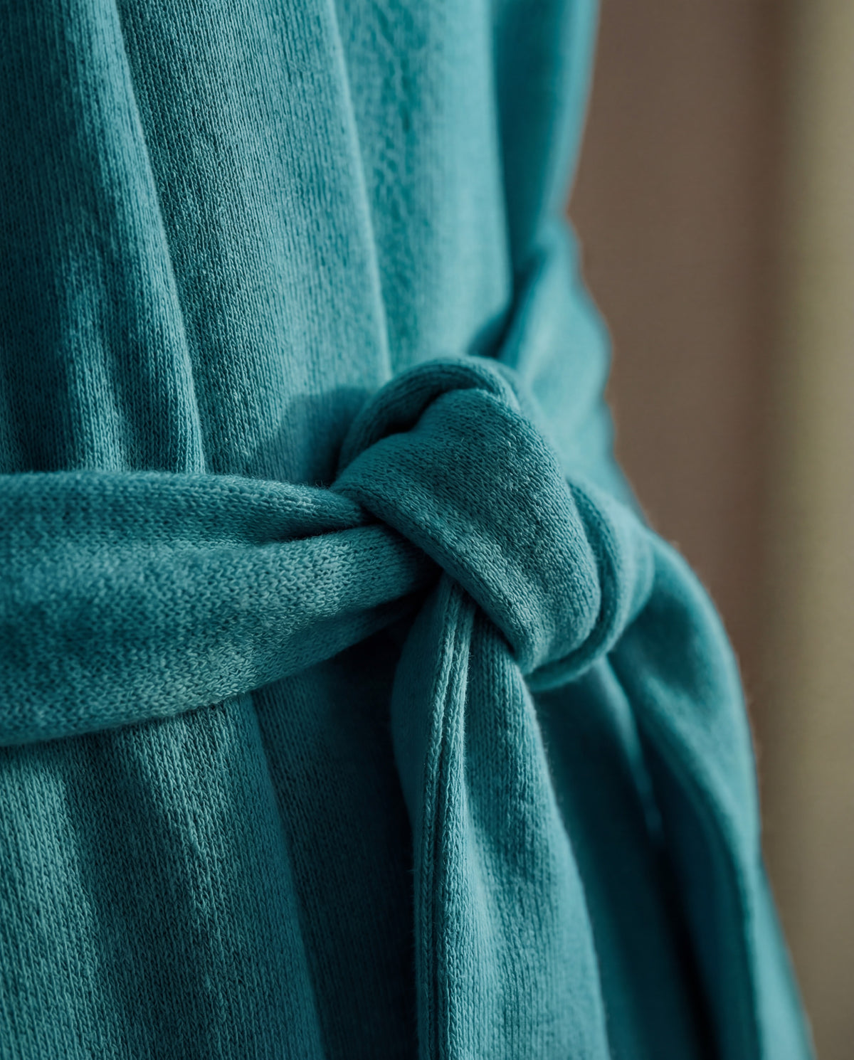 Organic Cotton Knitted Kimono Robe in Teal #Color_Teal