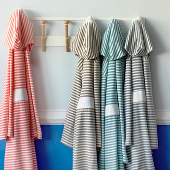 Seaside Serenity Stripe Organic Hooded Short Robe