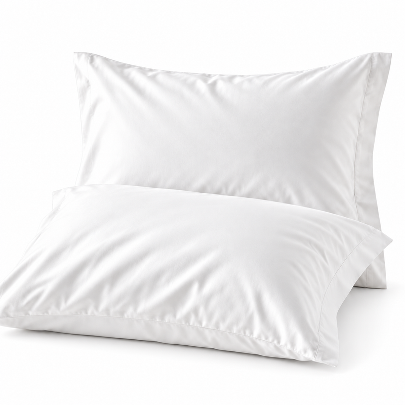 White bamboo viscose pillowcases, set of 2 #Color_White