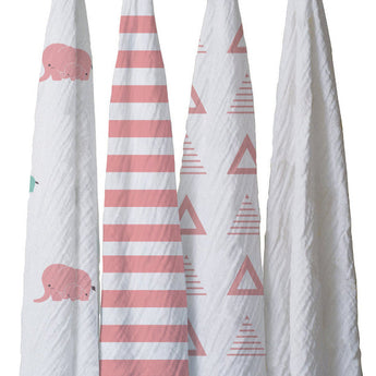 Cotton Muslin Elephant Swaddle Set - Blankets & Throws - Nine Space