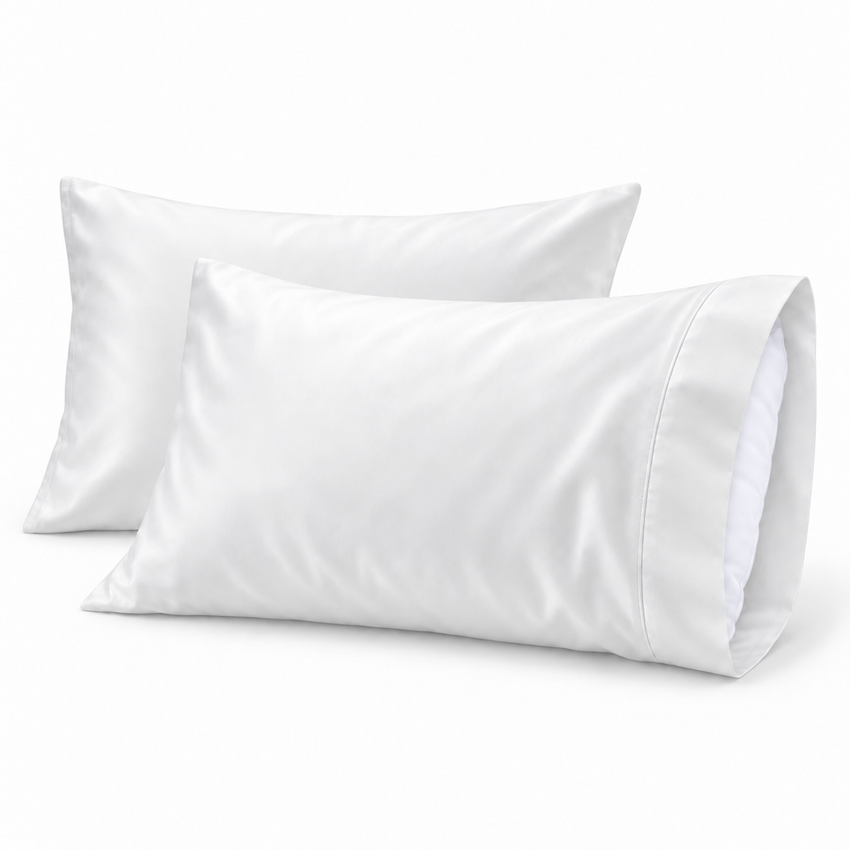 White bamboo viscose pillowcase set of 2 #Color_White