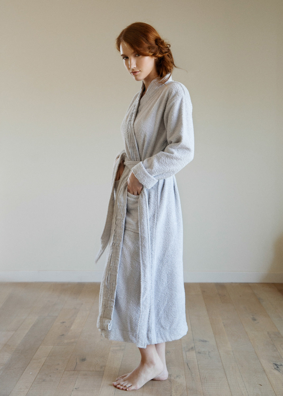 Turkish Cotton Terry Cloth Pleated Bathrobe