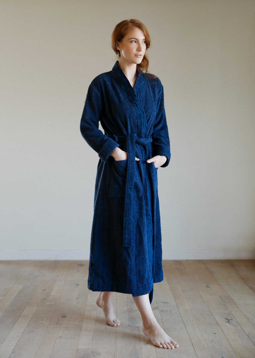 Turkish Cotton Terry Cloth Pleated Bathrobe