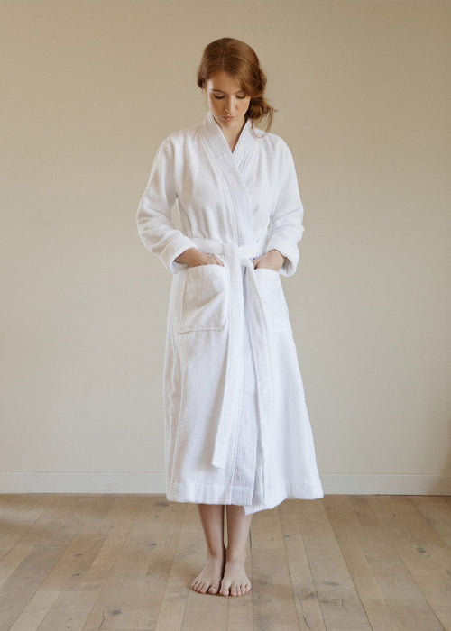 Turkish Cotton Terry Cloth Pleated Bathrobe