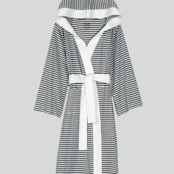 Seaside Serenity Stripe Organic Hooded Short Robe