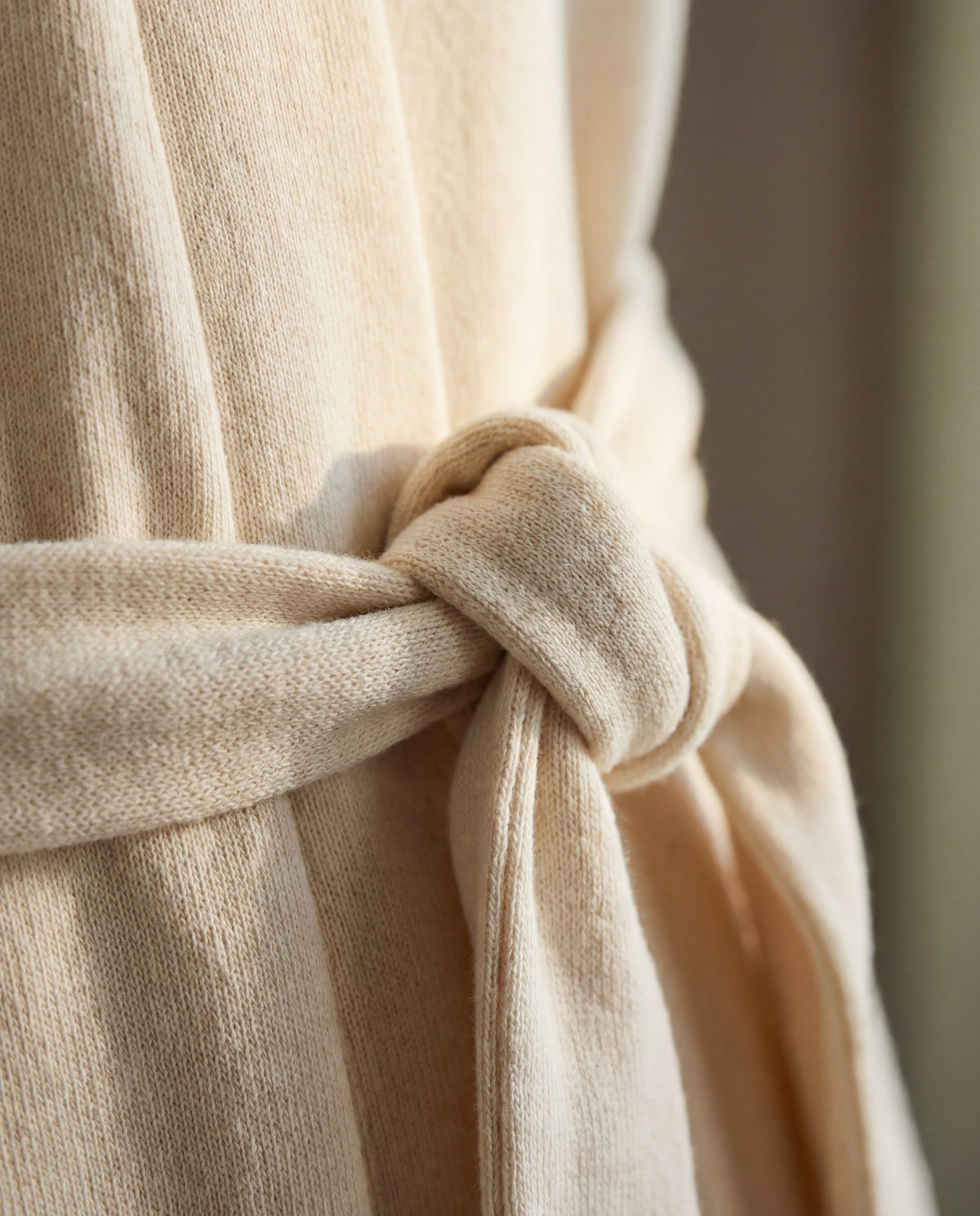 Organic Cotton Knitted Kimono Robe in Ivory #Color_Ivory