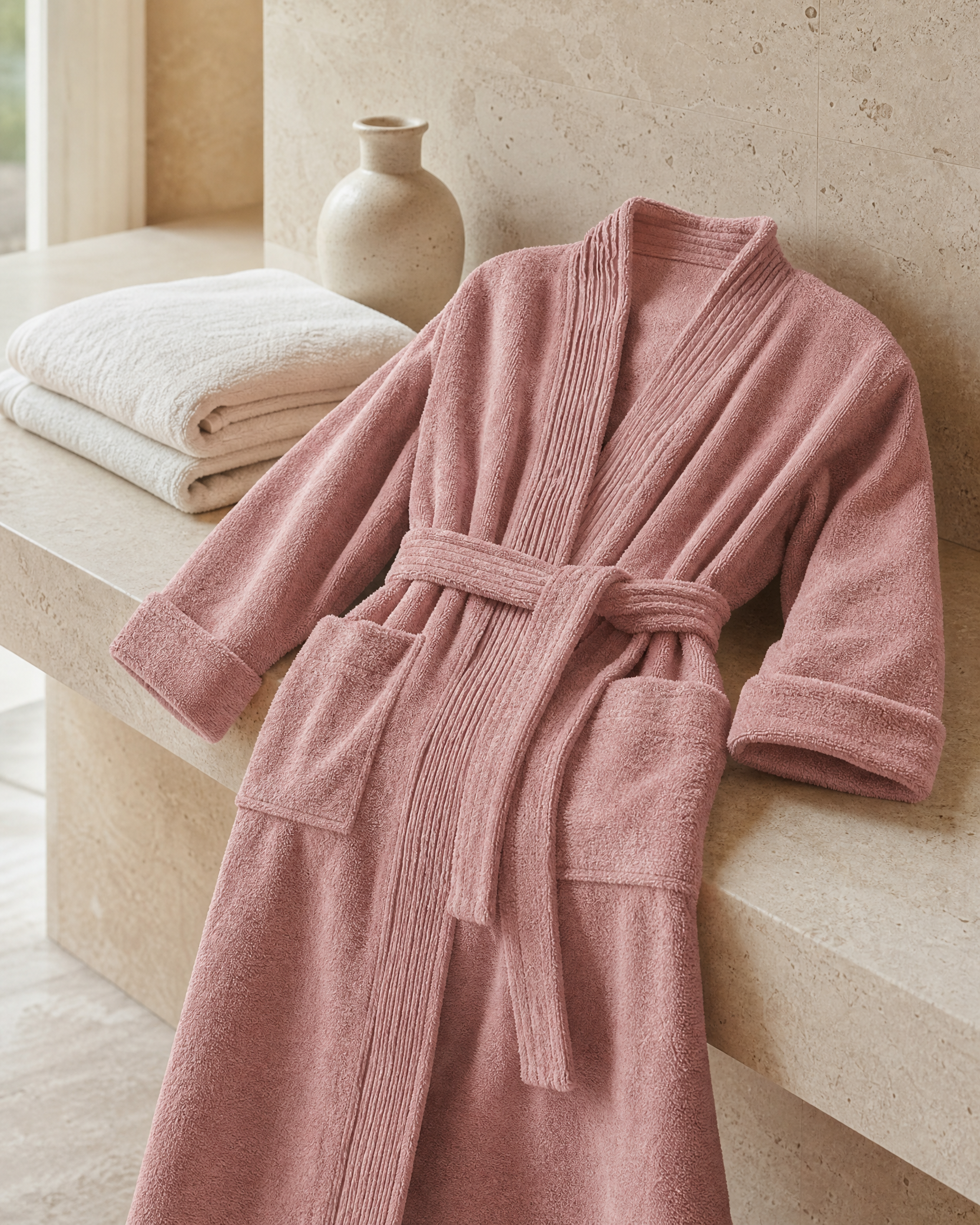 turkish cotton spa dress Terry Cloth Pleated Bathrobe | Luxury Robe Dress to Impress: Navigating summer outfits Elegant lilac Turkish cotton Waist Size:38