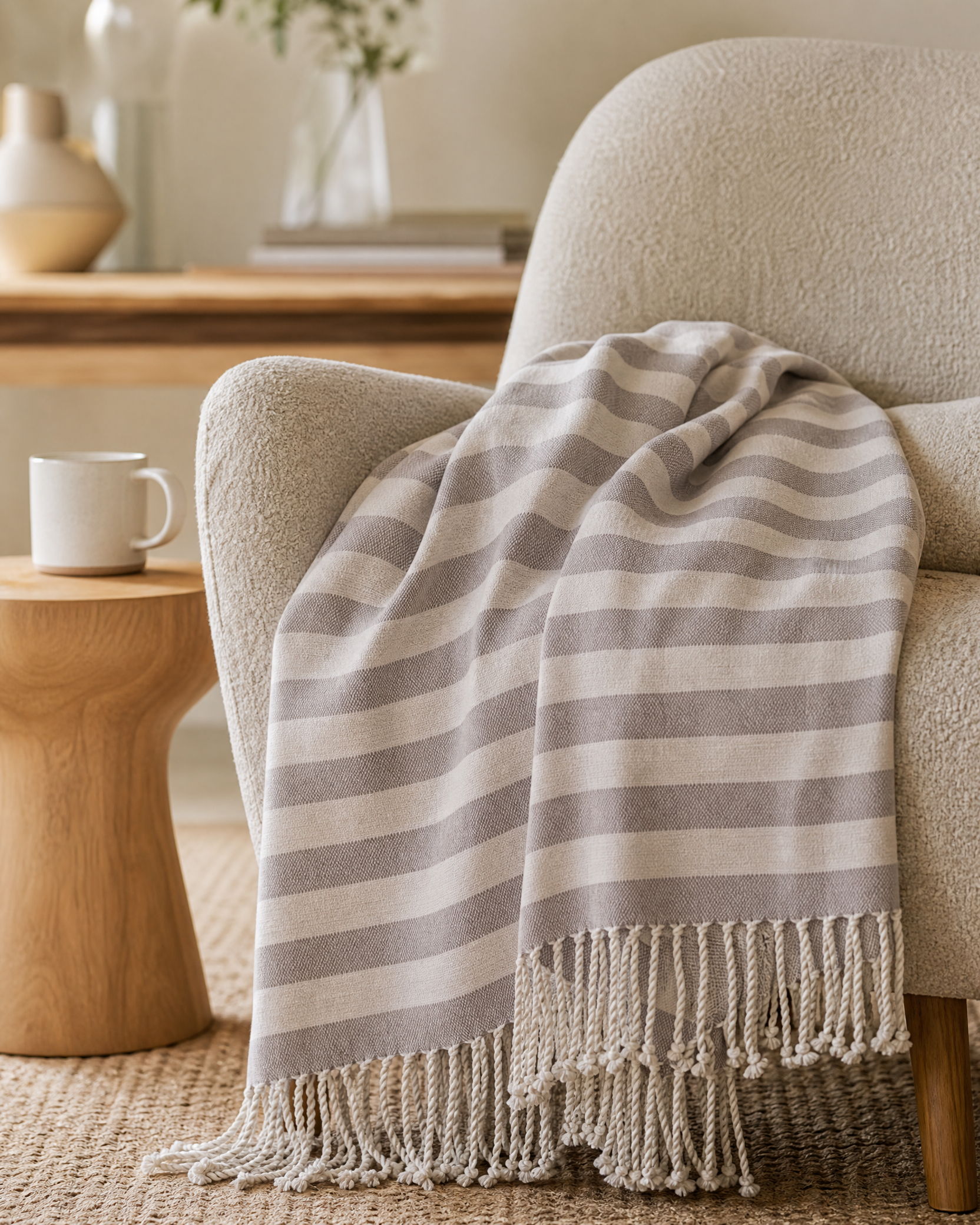 Striped Bamboo Viscose Throw