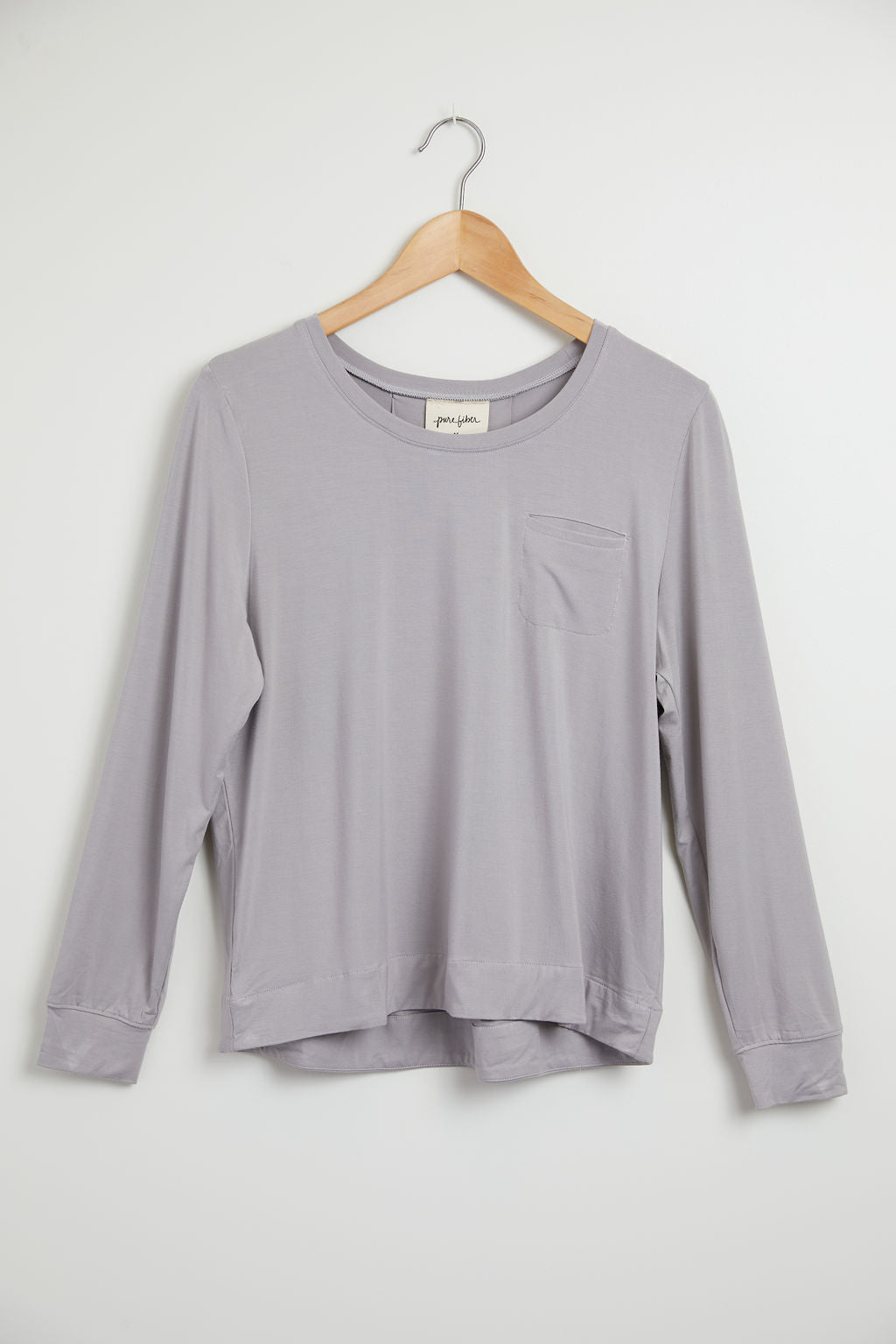 Pleated Back Bamboo Viscose Long Sleeve Top