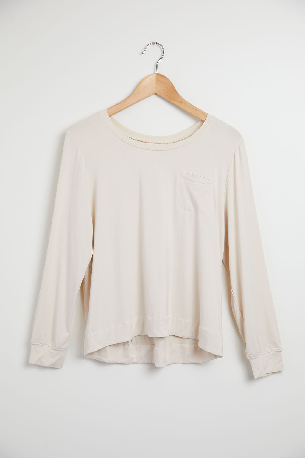 Pleated Back Bamboo Viscose Long Sleeve Top