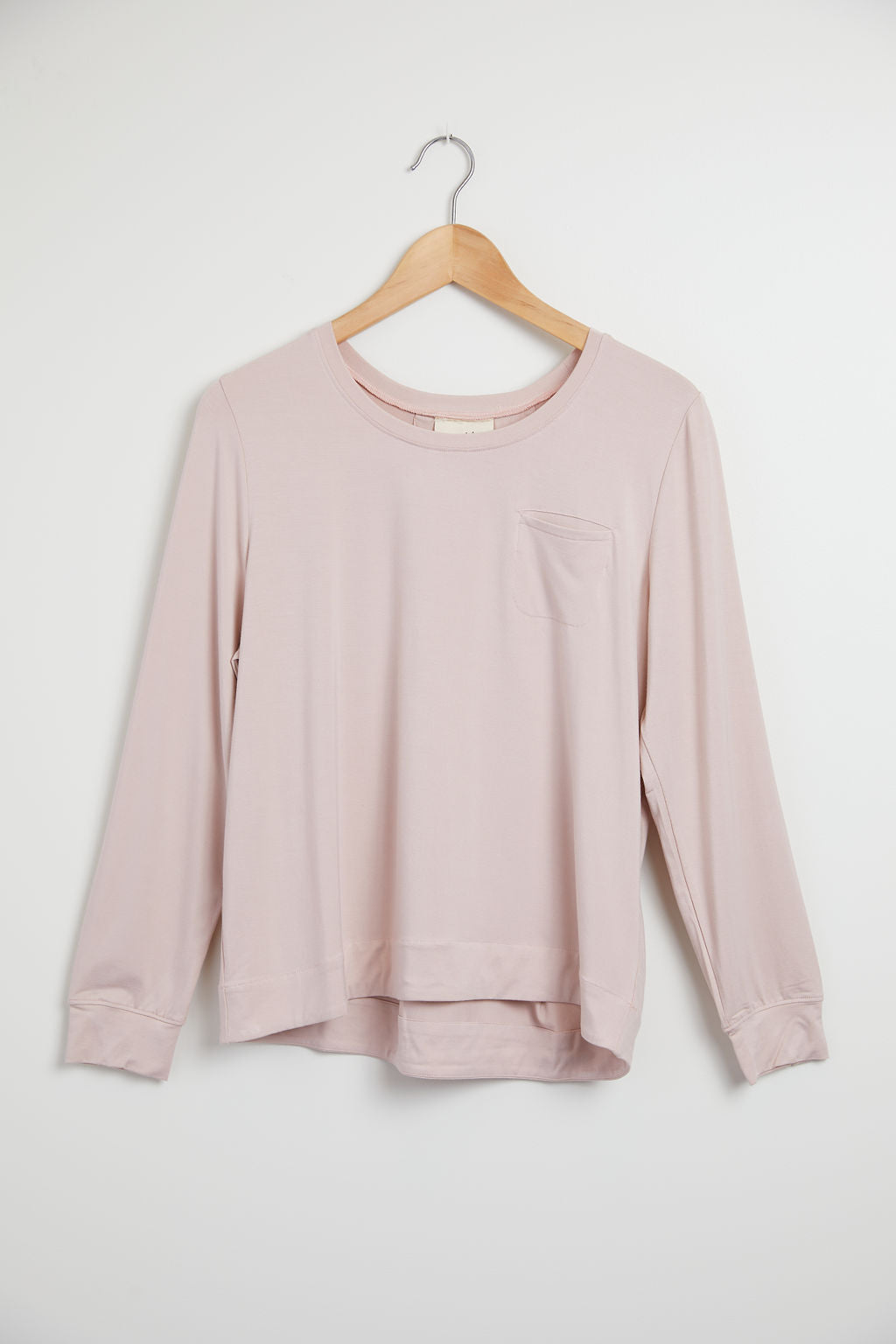 Pleated Back Long Sleeve Top made from Bamboo Viscose - Pink