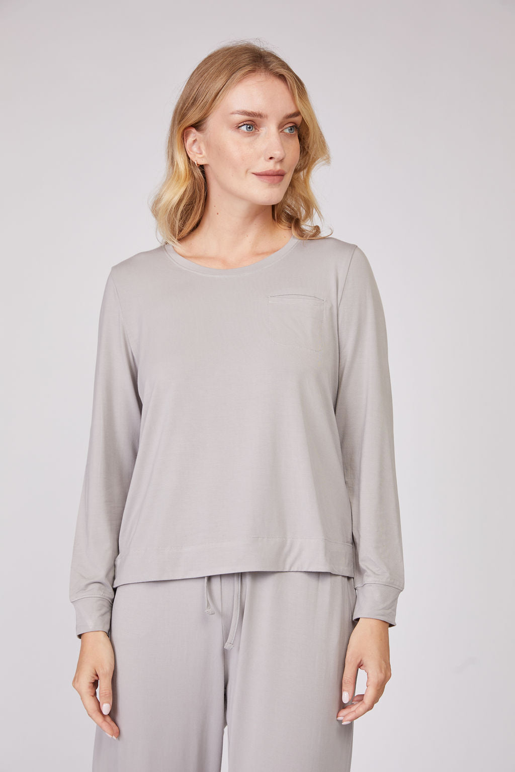 Pleated Back Bamboo Viscose Long Sleeve Top