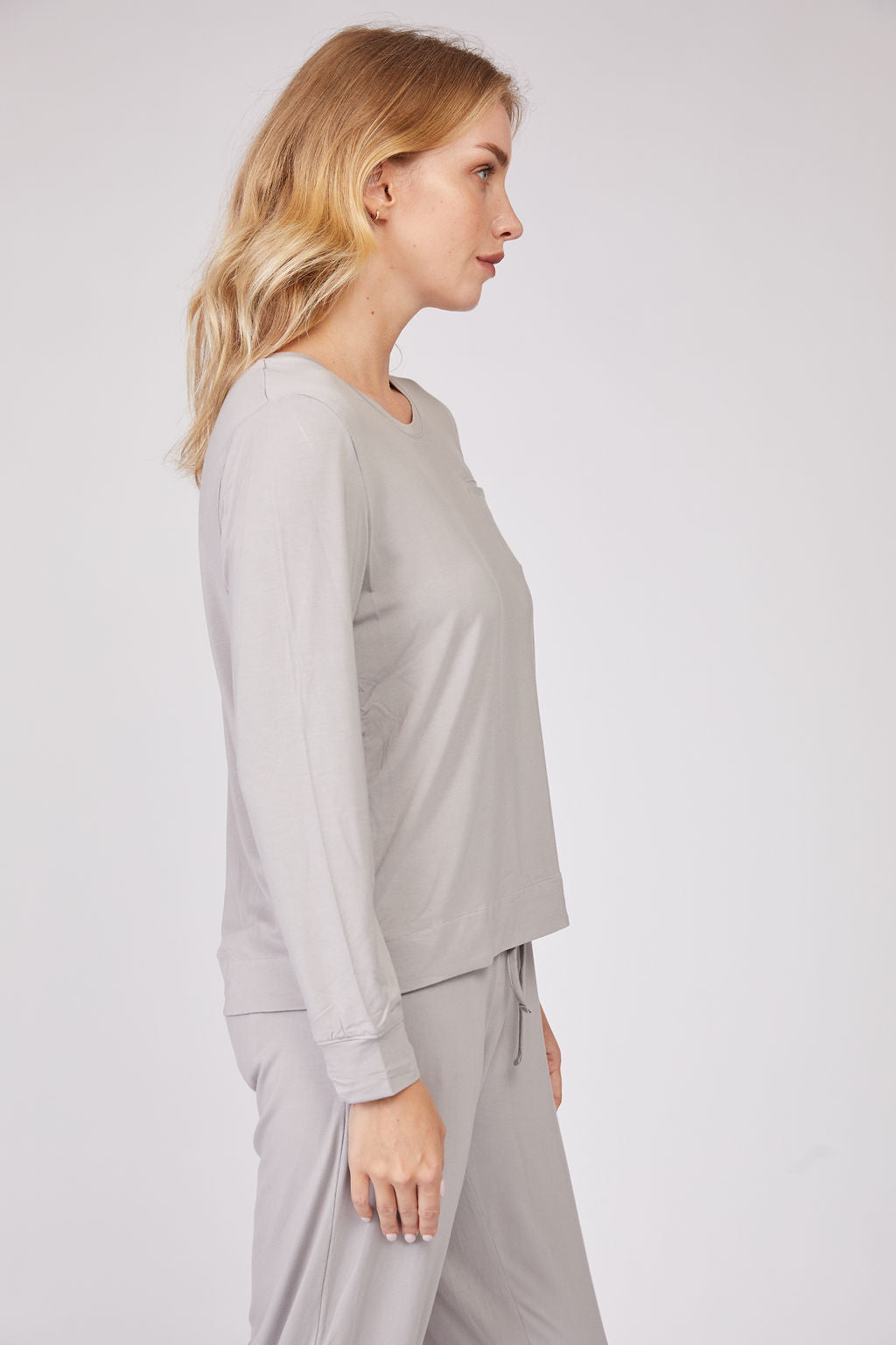 Pleated Back Bamboo Viscose Long Sleeve Top