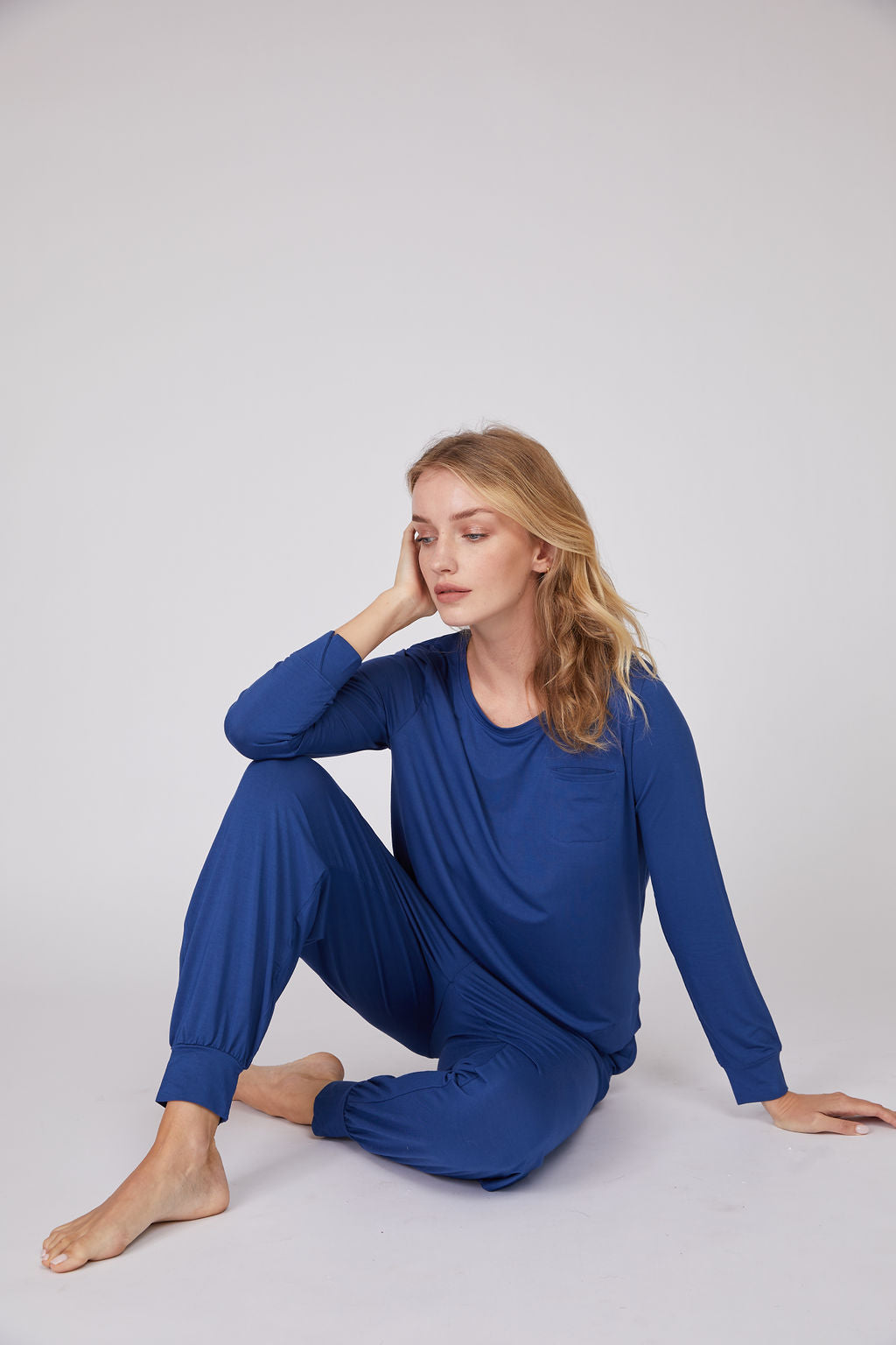 Pleated Back Bamboo Viscose Long Sleeve Top