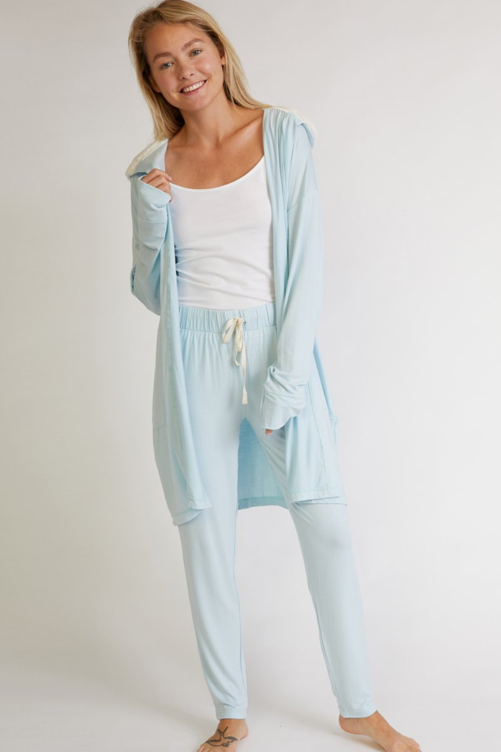 Hooded Jersey Robe & Pants Loungewear