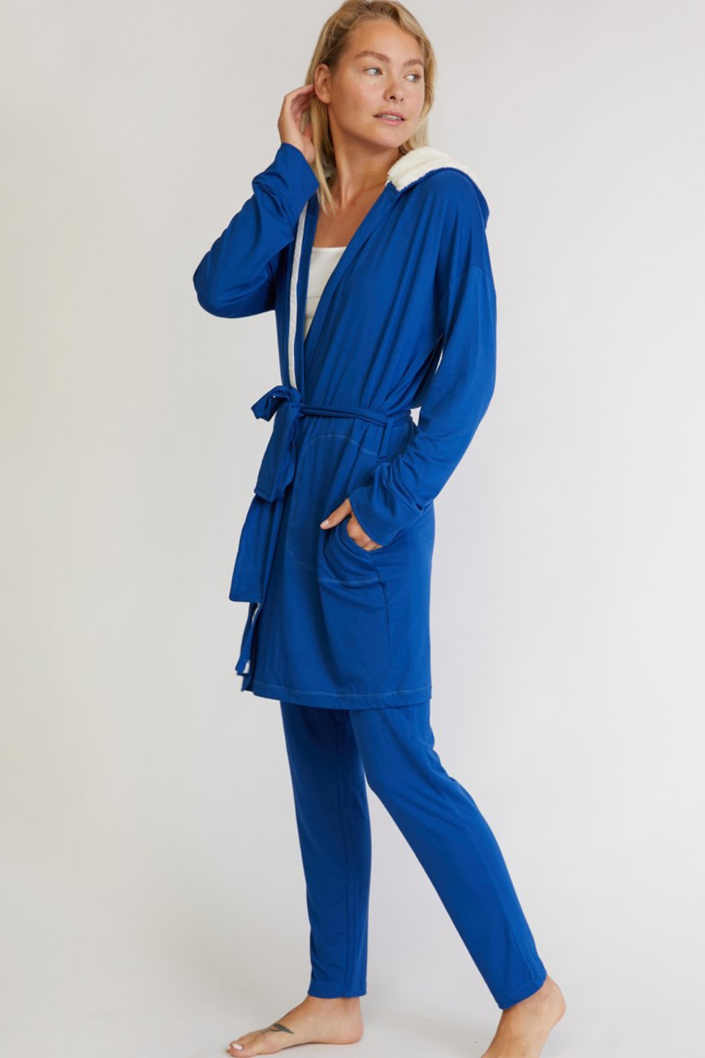 Hooded Jersey Robe & Pants Loungewear